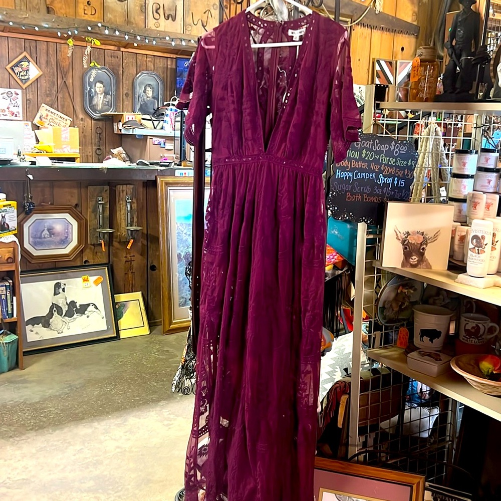 Lace Dress Burgandy Medium Wild Honey